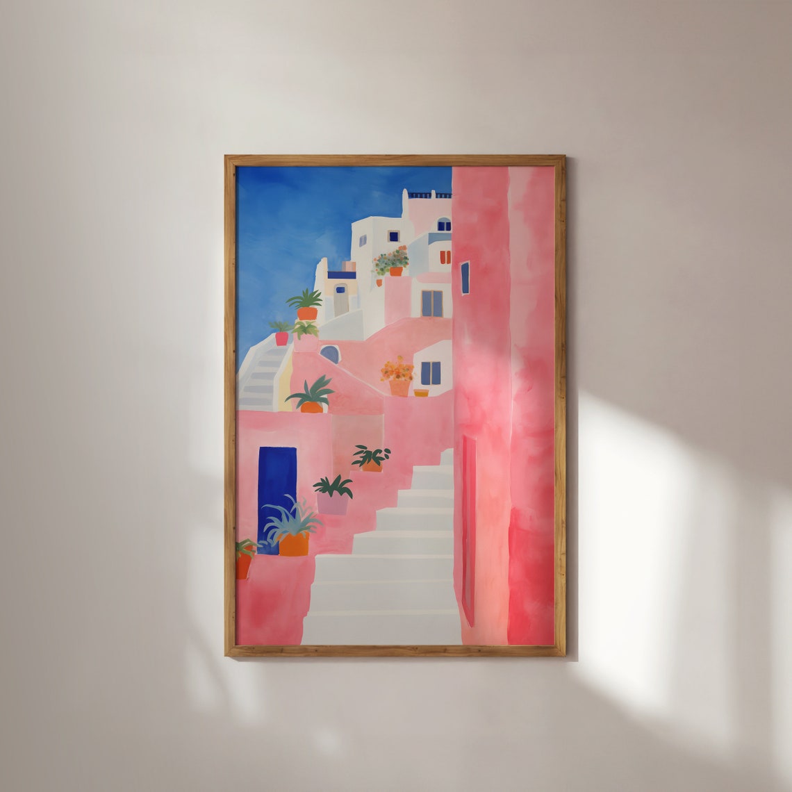 Positano Amalfi Coast Art Print Italy Art Print Travel Gift Travel Poster Watercolor Italian Coast Italian Riviera Pink Travel Art