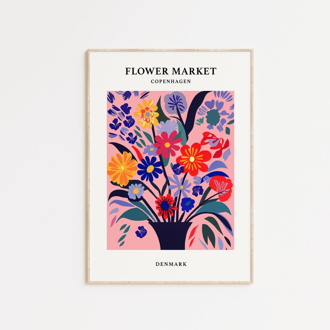 Flower Market Print Copenhagen Flower Market Poster Art Abstract Floral Print Pink Flowers Poster Cute Trendy Wall Art
