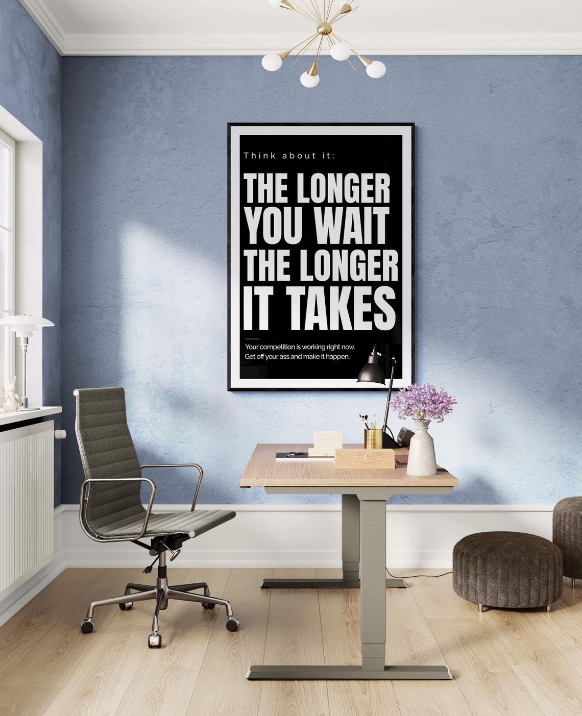 The Longer You Wait The Longer It Takes Bold Urgency Quote Poster - Image 2