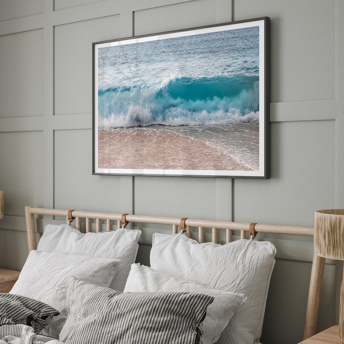 Turquoise Ocean Wave Breaking Sandy Beach Shoreline Surf Poster - Image 4