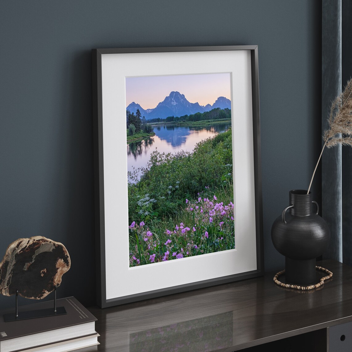 Grand Teton Mountain Flowers Nature Landscape Print - Image 2