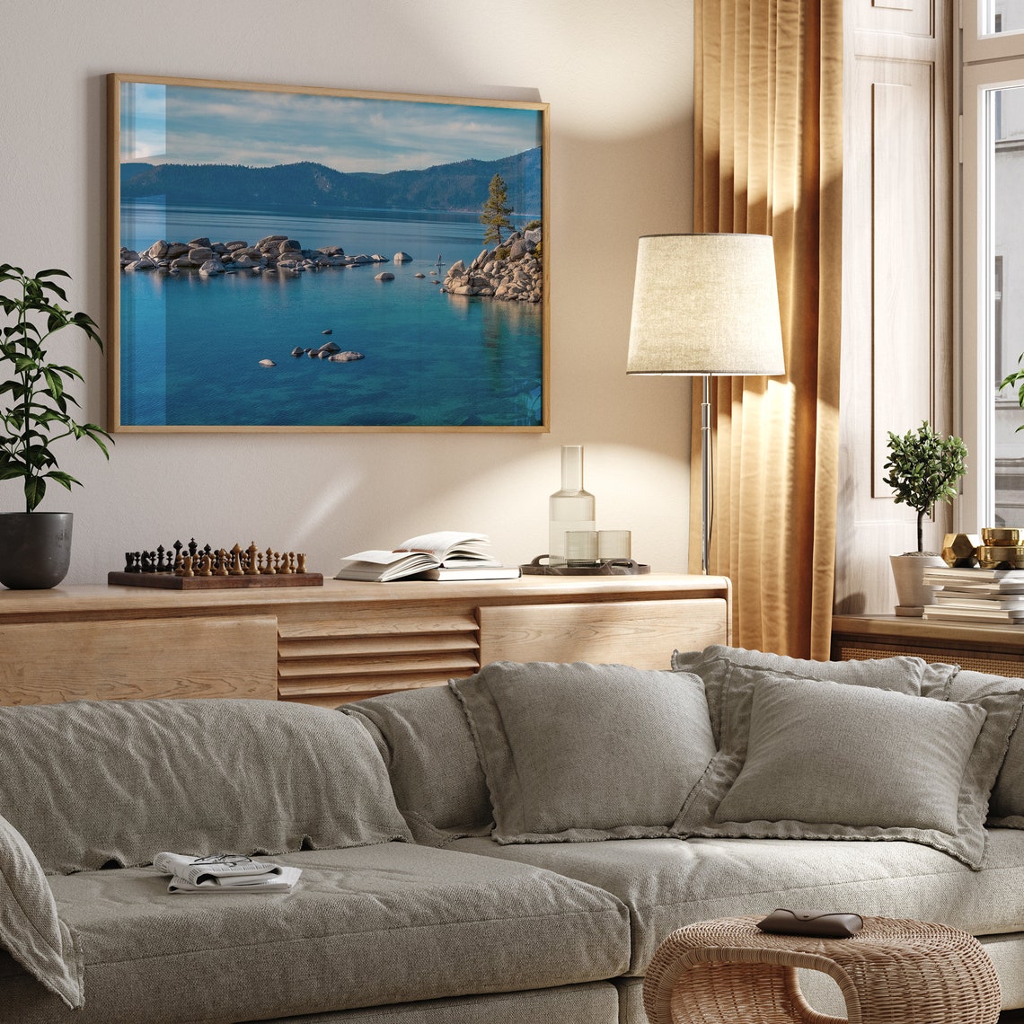 Lake Tahoe Crystal Blue Water Rocky Shoreline Pine Tree View Poster - Image 3