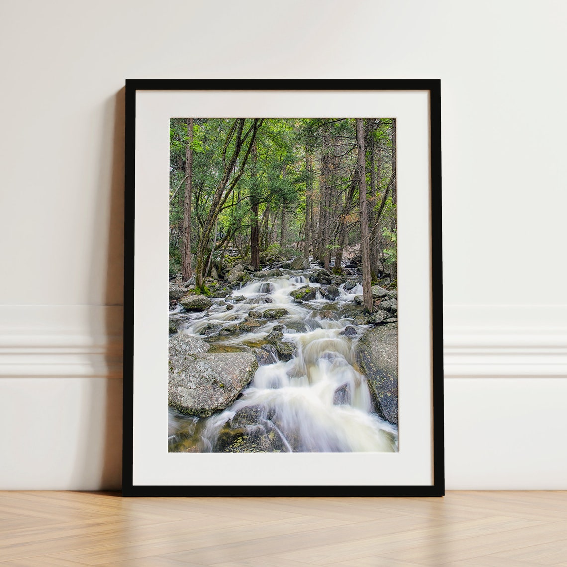 Forest Waterfall Stream Mossy Rocks Evergreen Trees Nature Poster - Image 5