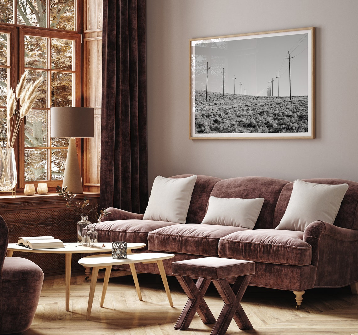 Black And White Telephone Poles Sagebrush Hill Minimalist West Poster - Image 3
