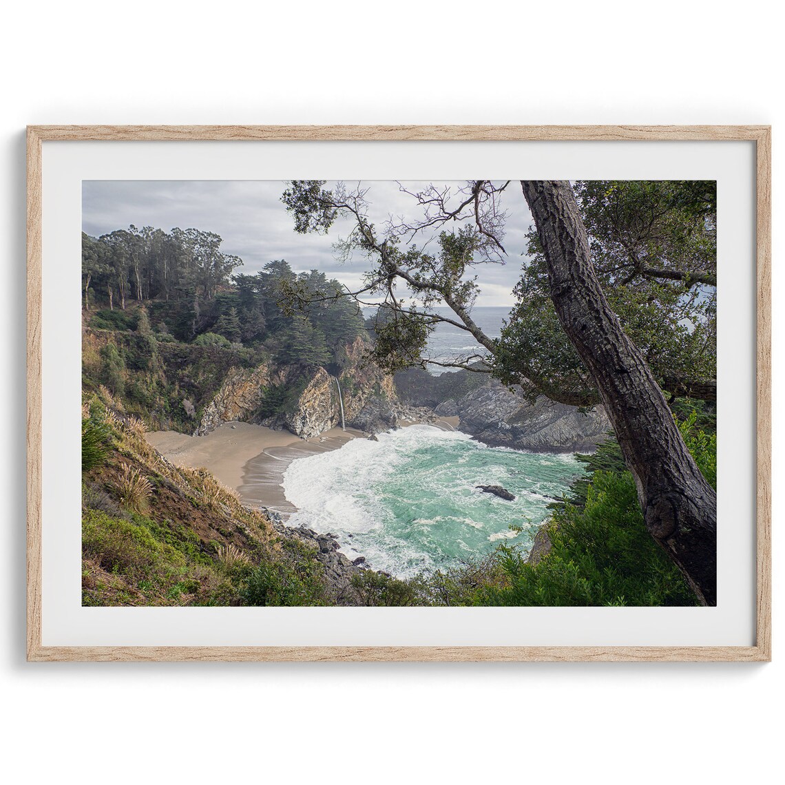 Big Sur California Beach Waterfall Landscape Art Print