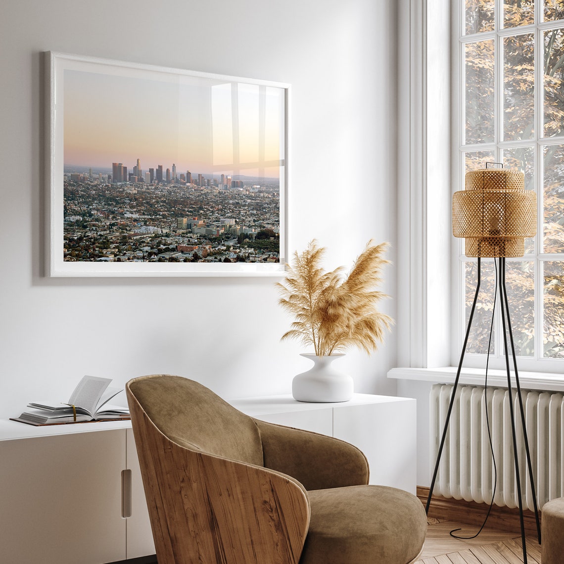 Los Angeles Skyline Sunset Pink Sky Downtown Cityscape Travel Poster - Image 4