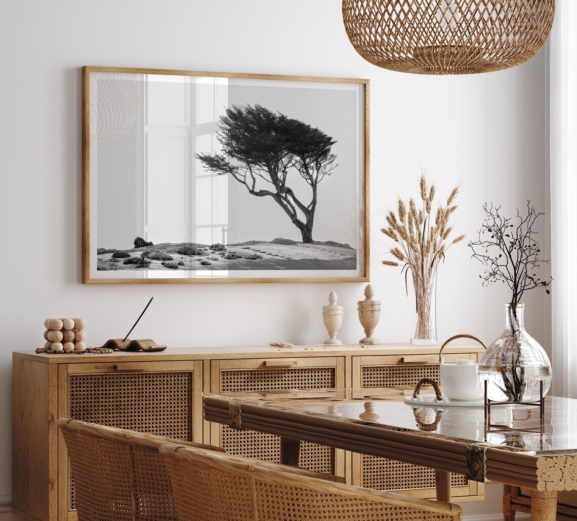 Coastal Tree Black and White Art Print, California - Image 2