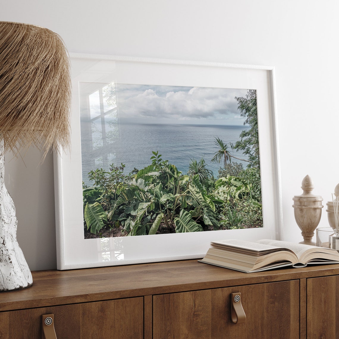 Hawaii Tropical Ocean Overlook Lush Green Hillside Coast View Poster - Image 4