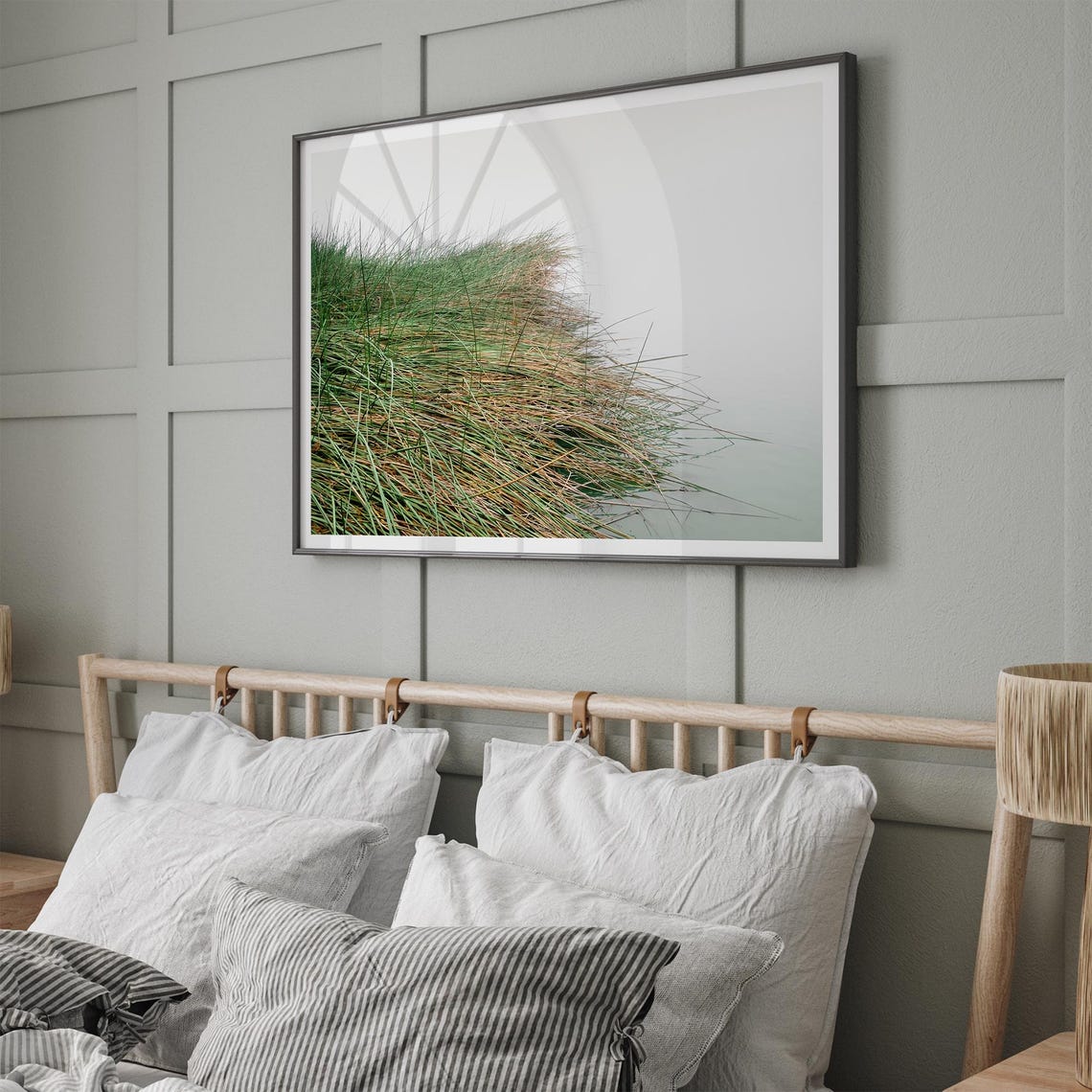 Foggy Coastal Grasses Misty Water Minimalist Nature Wall Art Poster - Image 3