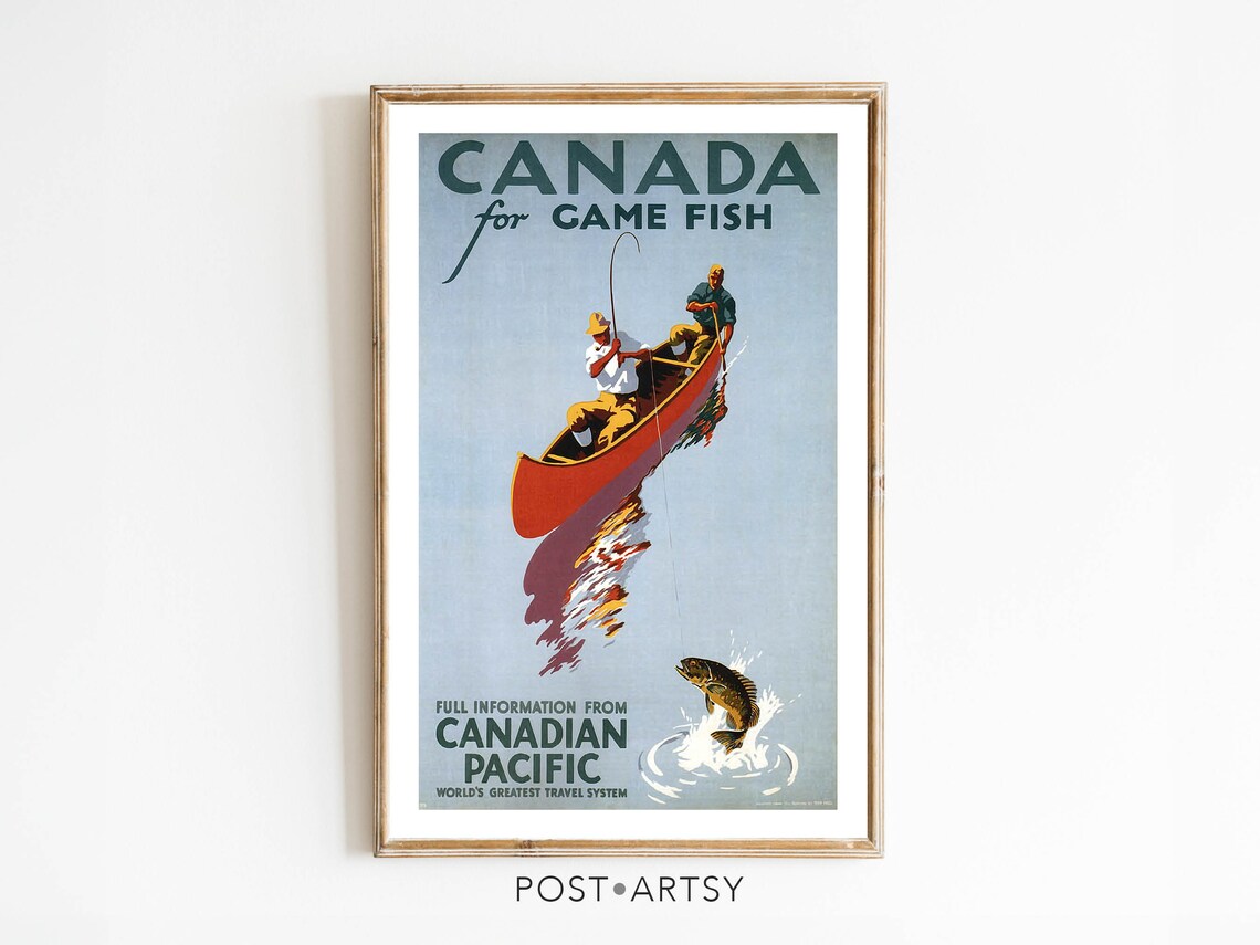 Fishing Vintage Fisherman Travel Poster Art Print