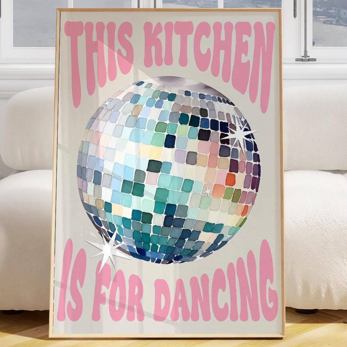 This Kitchen Is for Dancing Pink Retro Art Print