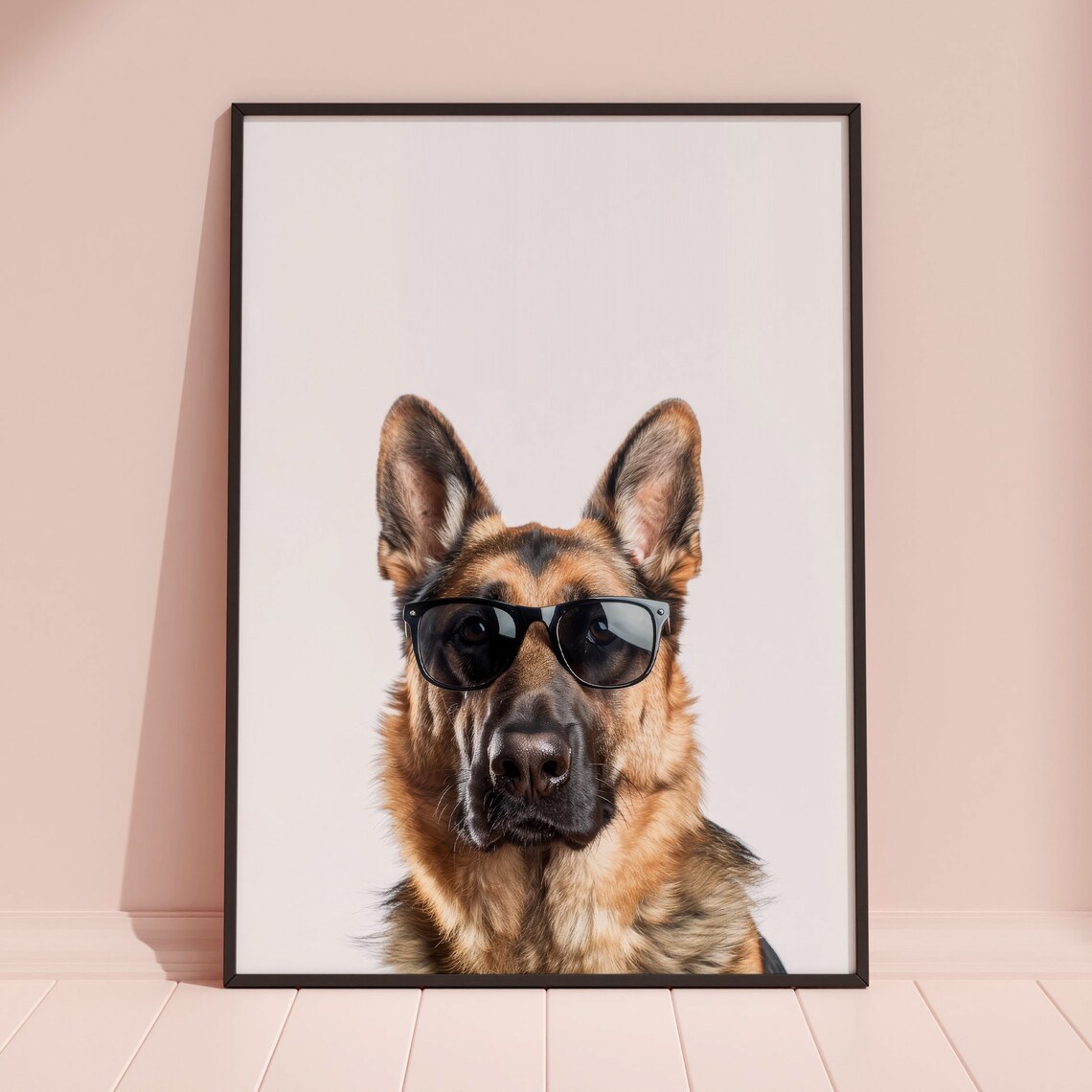 German Shepherd Dog In Sunglasses Confident Minimalist Photo Poster - Image 3