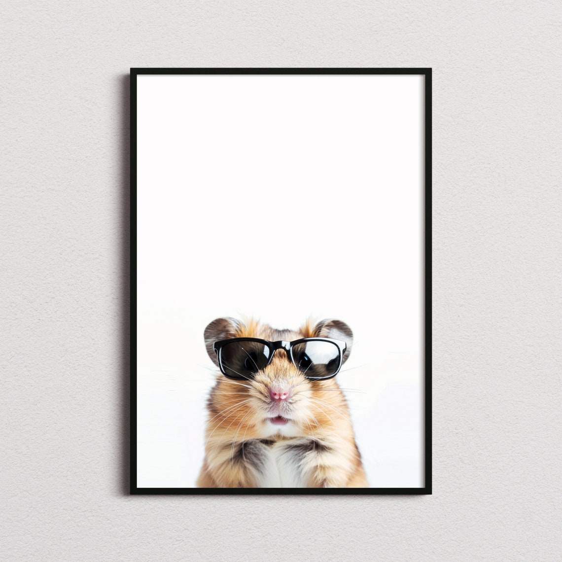 Cute Hamster Wearing Sunglasses Minimalist Funny Pet Animal Poster