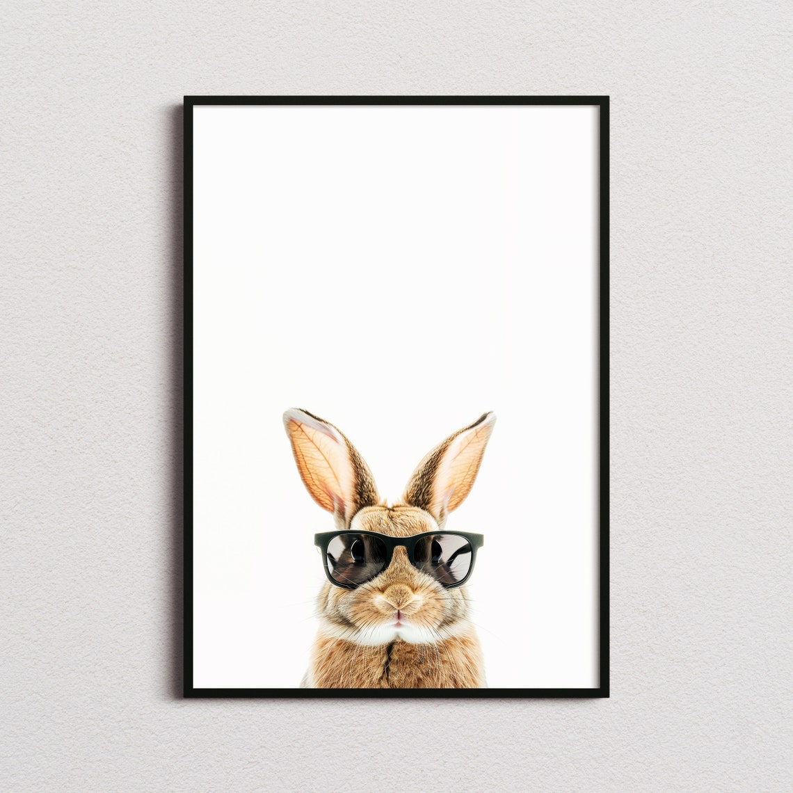 Brown Rabbit in Sunglasses Cute Funny Bunny Portrait Art Poster