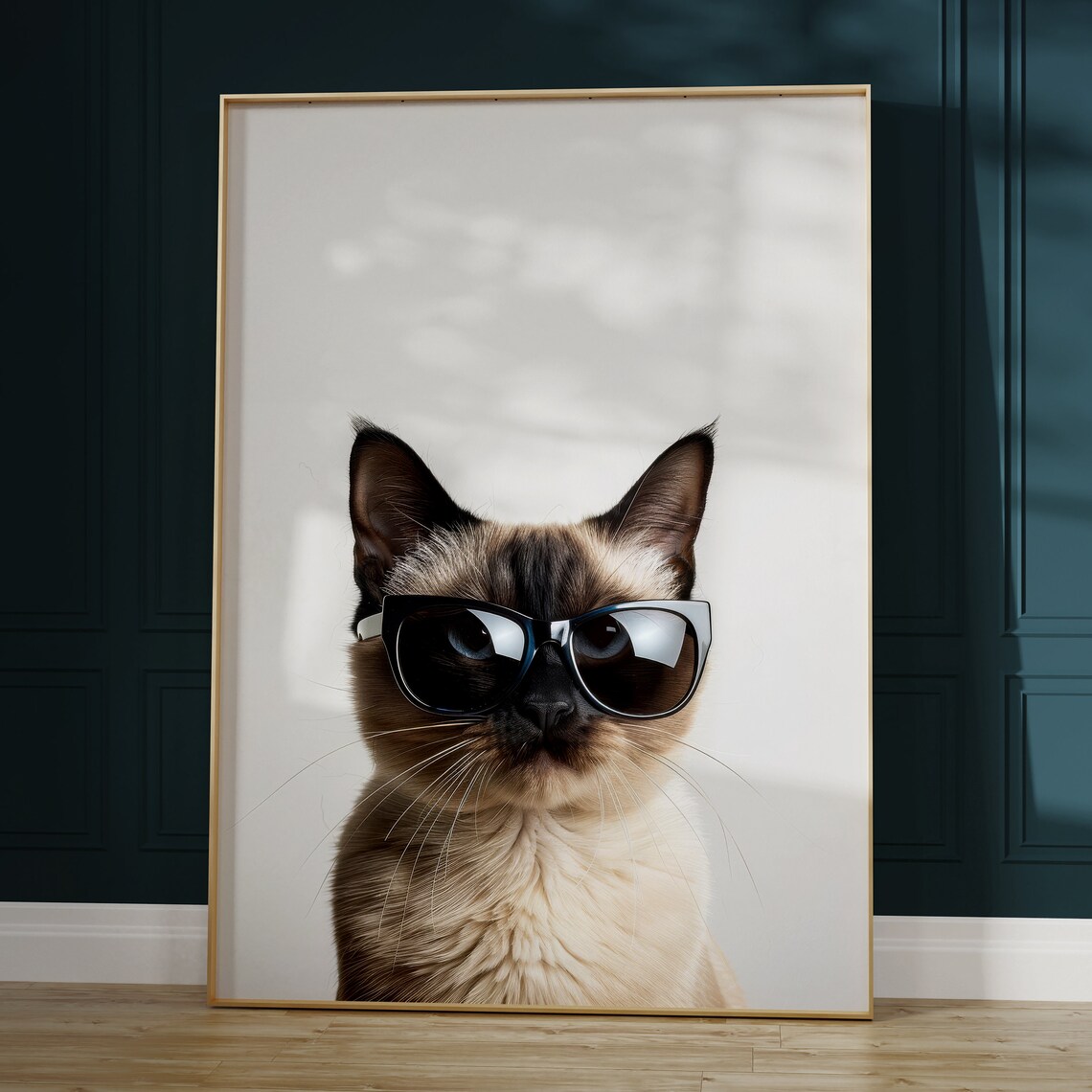 Siamese Cat in Black Sunglasses Elegant Cool Feline Portrait Poster - Image 2