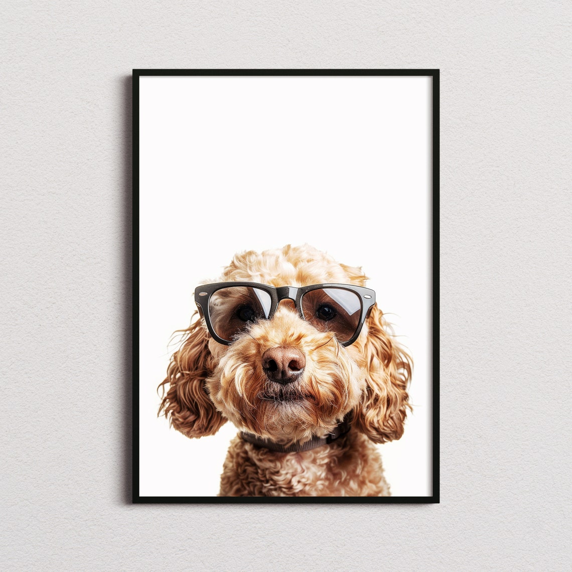 Cockapoo Dog In Sunglasses Funny Curly Minimalist Photo Poster