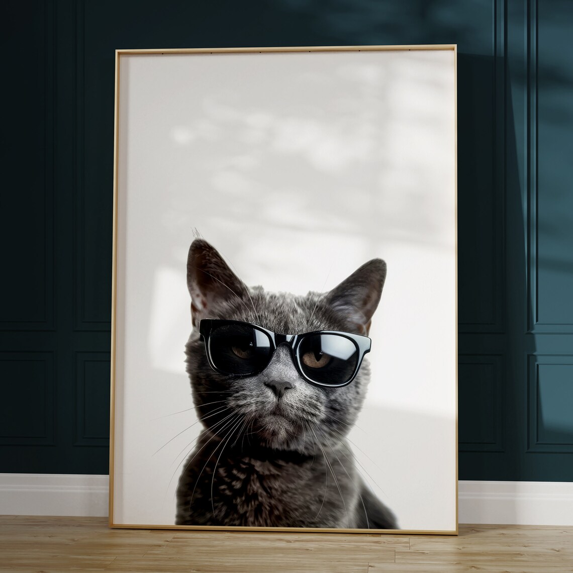 Russian Blue Cat in Sunglasses Art Print - Image 2