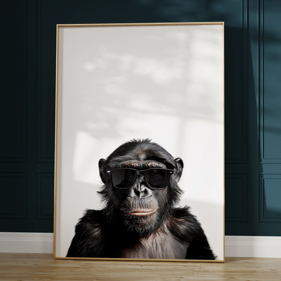 Chimpanzee in Sunglasses Cool Primate Portrait Funny Animal Poster - Image 2