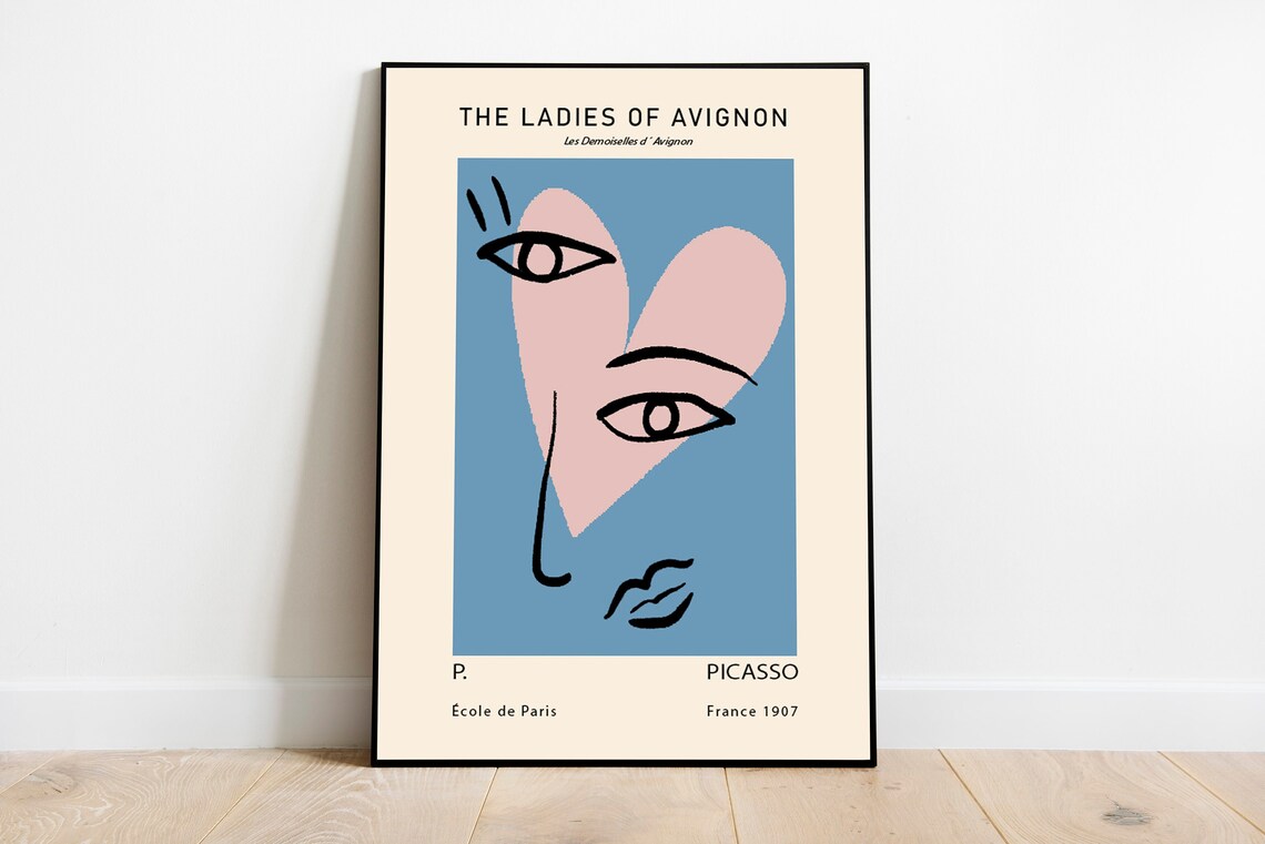 Pablo Picasso Ladies of Avignon 1907 Minimalist Line Face Poster - Image 3