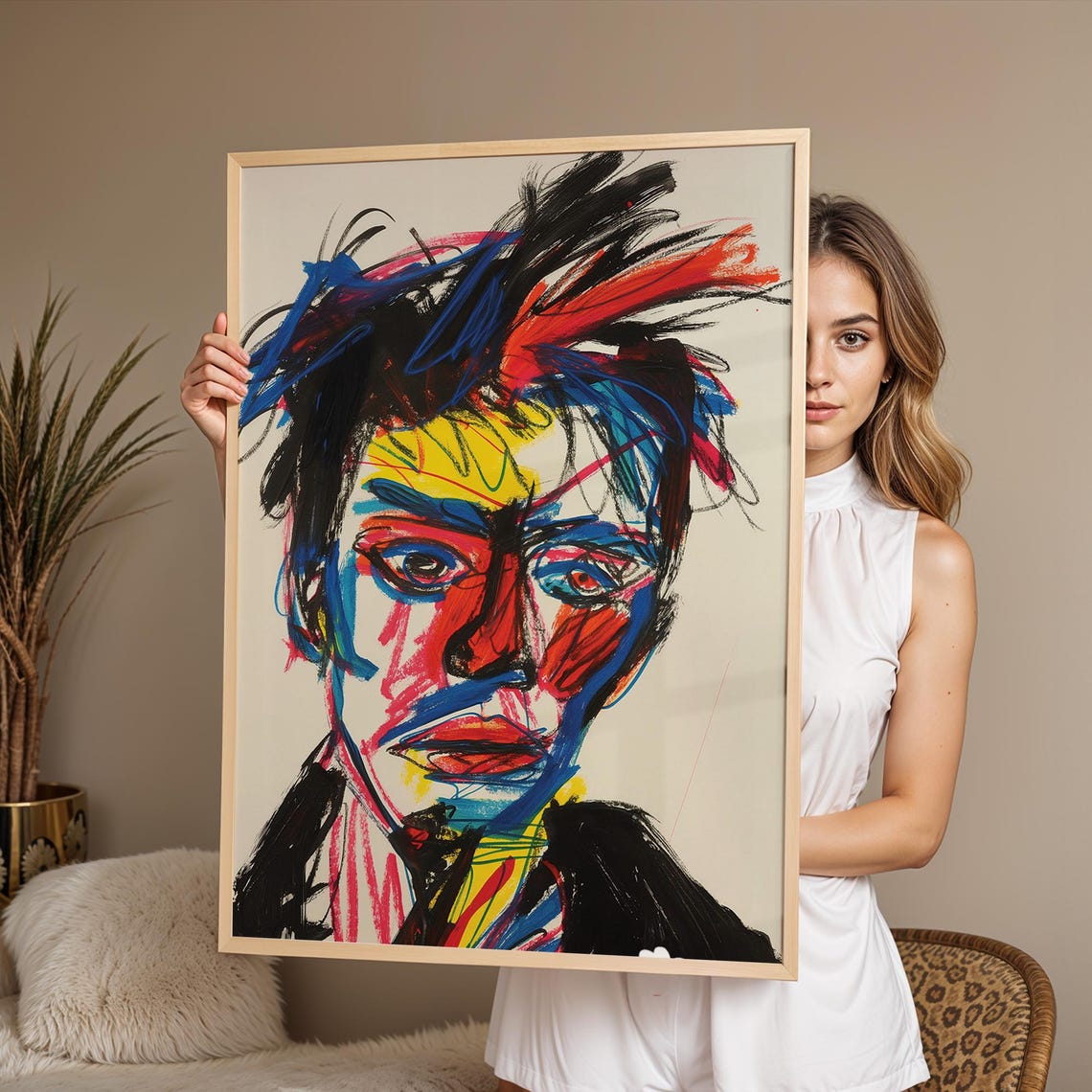 Colorful Modern Portrait Wall Art Modern Expressionist Print Bold Artistic Home Decor Modern Wall Art Wall Art - Image 4