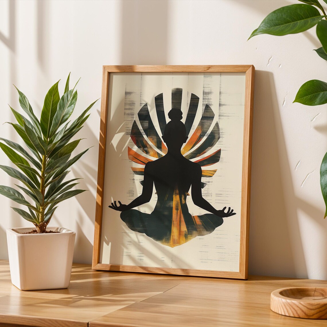 Yoga Silhouette Sunset Sunburst Poster Spiritual Meditation Decor - Image 2