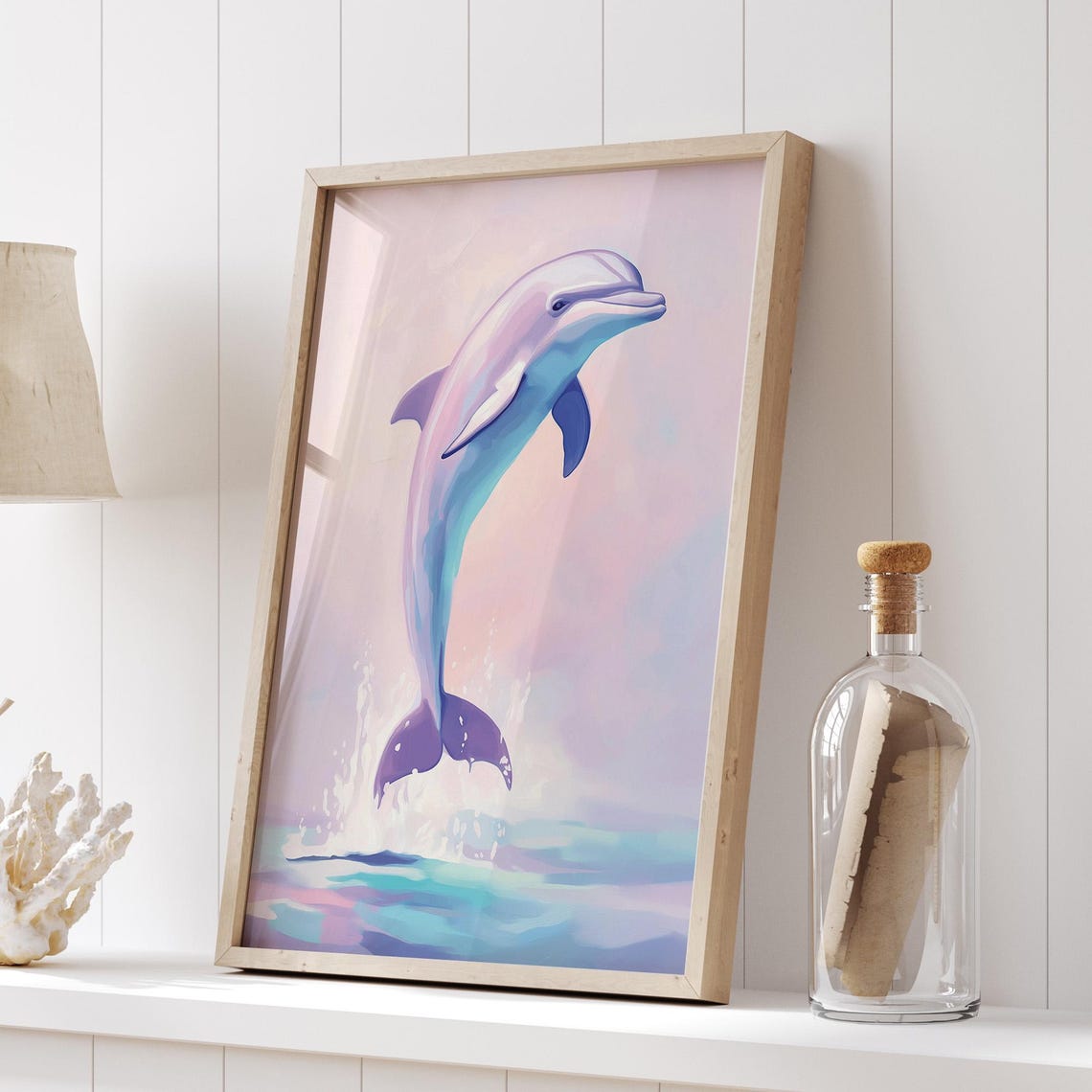 Pastel Dolphin Leaping Ocean Poster Dreamy Sea Life Wall Decor - Image 5