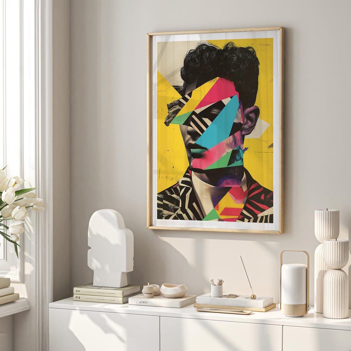 Abstract Portrait Wall Art Modern Geometric Vibrant Pop Art Print For Trendy And Modern Home Decor Wall Print - Image 4