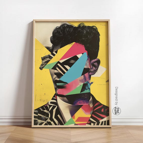 Abstract Portrait Wall Art Modern Geometric Vibrant Pop Art Print For Trendy And Modern Home Decor Wall Print
