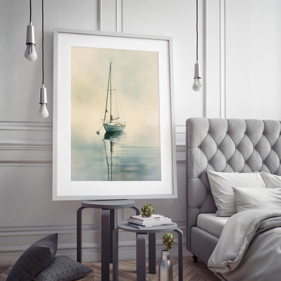 Sailboat Wall Art Minimalist Coastal Decor Serene Ocean Scene Home Print Modern Nautical Wall Art Instant - Image 4