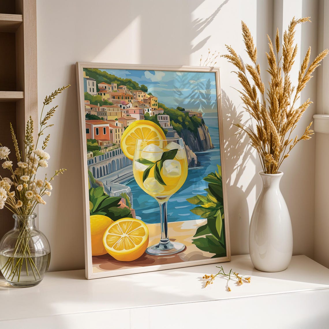 Italian Coastal Town Lemon Spritz Summer Cocktail Wall Poster - Image 3