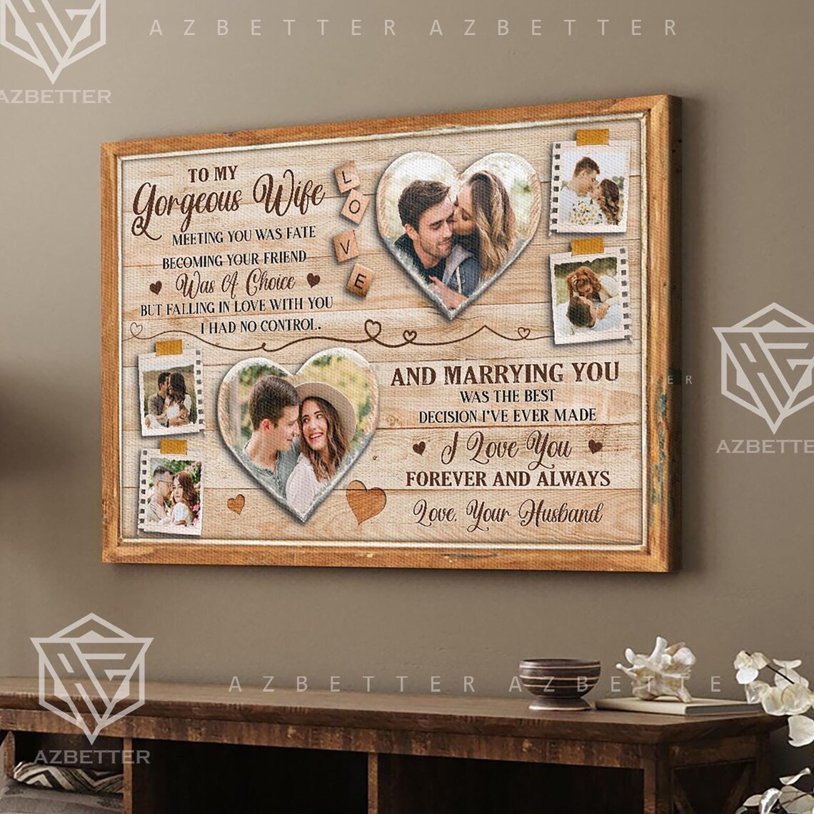 To My Gorgeous Wife Meeting You Was Fate Heart Collage Poster