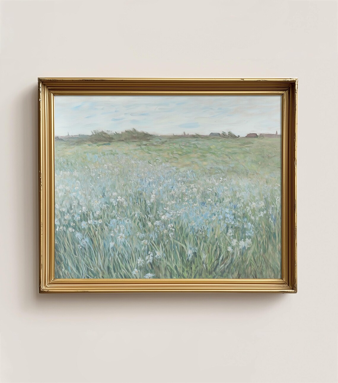 Spring Meadow Vintage Wildflower Landscape Art Print