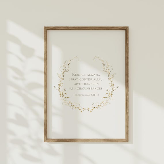 Fall Wreath Christian Wall Art Thanksgiving Scripture 1 Thessalonians Bible Verse Poster Give Thanks For All Things Decor