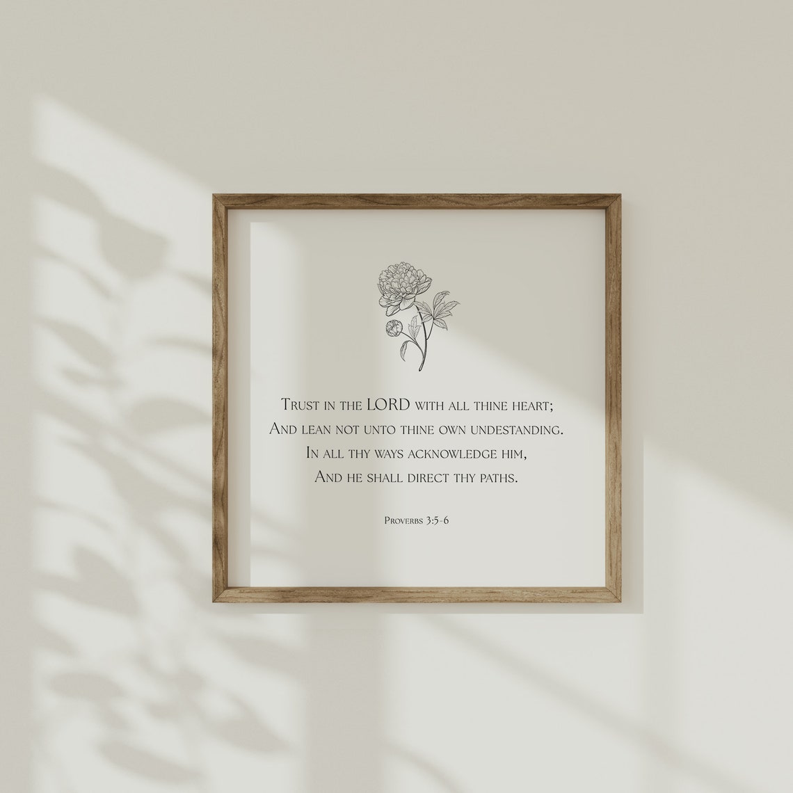 Proverbs 3:5-6 Peony Line Art Floral Trust In The Lord Poster - Image 5