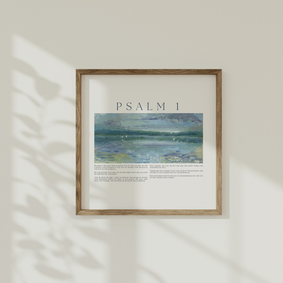 Psalm 1 Ocean Waves Seascape Painting Coastal Bible Verse Poster - Image 3
