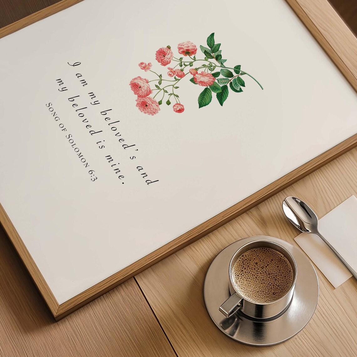 Christian Valentine Love Scripture, Vintage Rose Art Print - Image 2