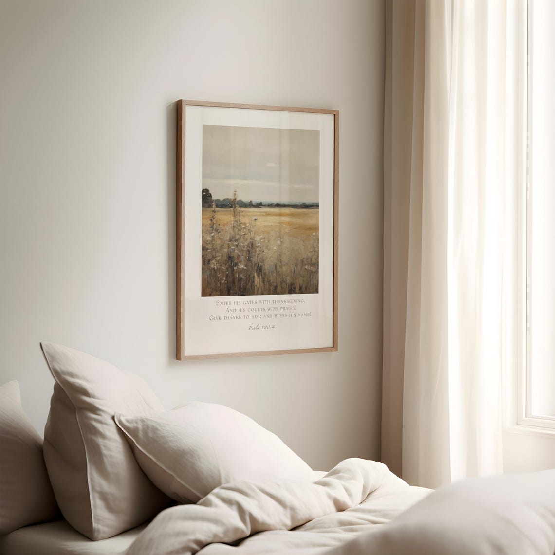 Psalm 100:4 Golden Wheat Field Landscape Thanksgiving Bible Poster - Image 3