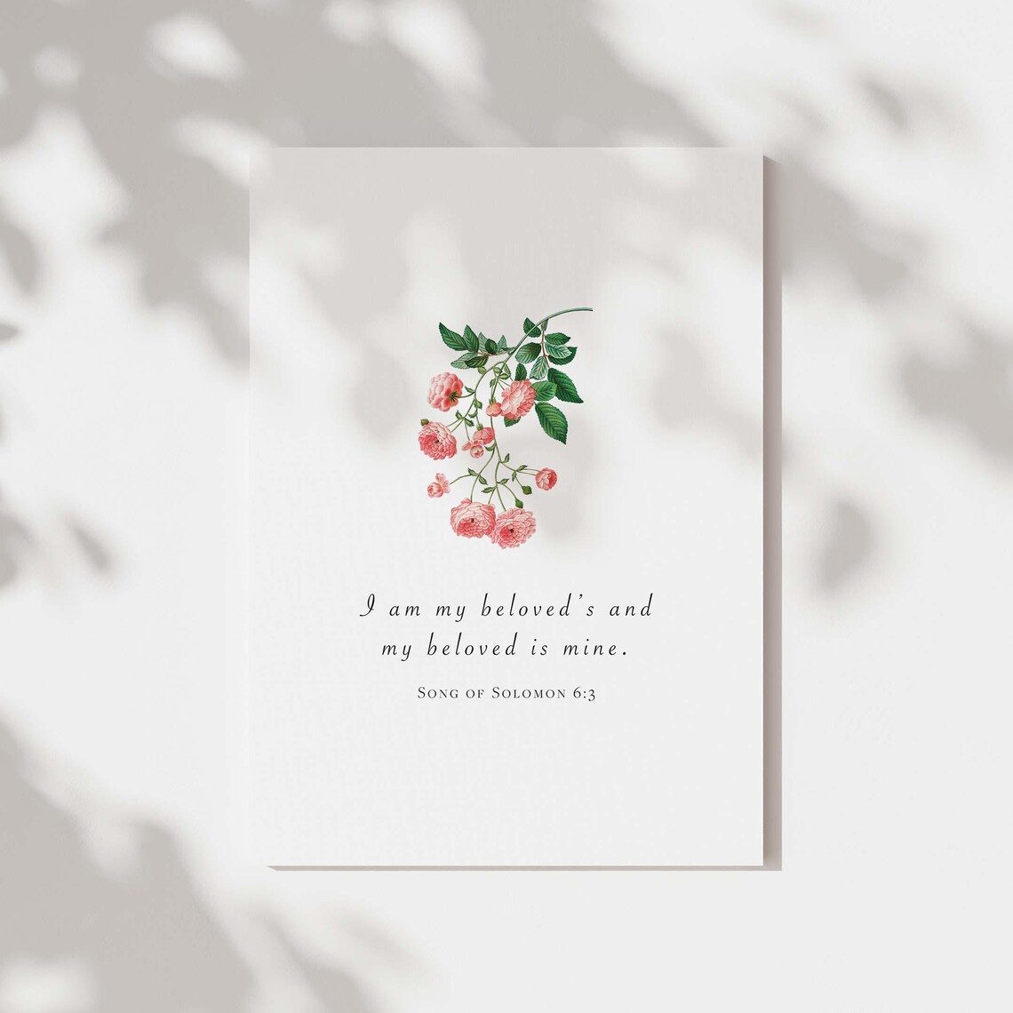 Song of Solomon 6:3 Rose Botanical I Am My Beloved's Love Verse Poster
