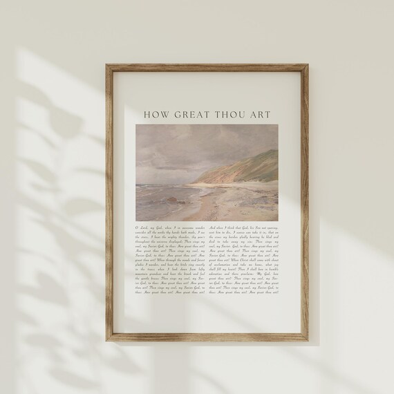 How Great Thou Art Hymn Lyrics Beach Dunes Impressionist Worship Poster