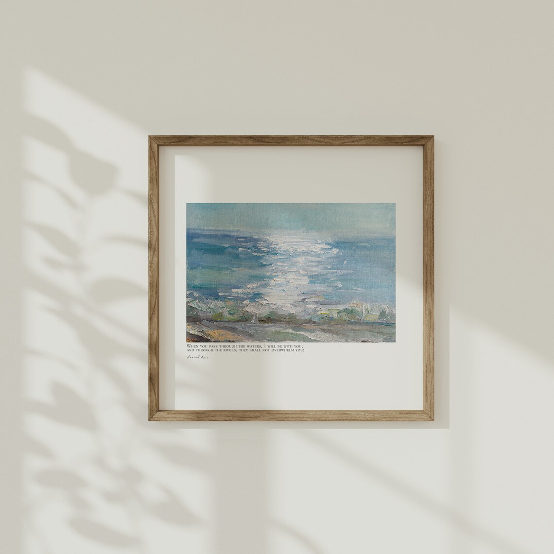 Isaiah 43:2 Through the Waters Ocean Waves Oil Painting Scripture Poster - Image 2