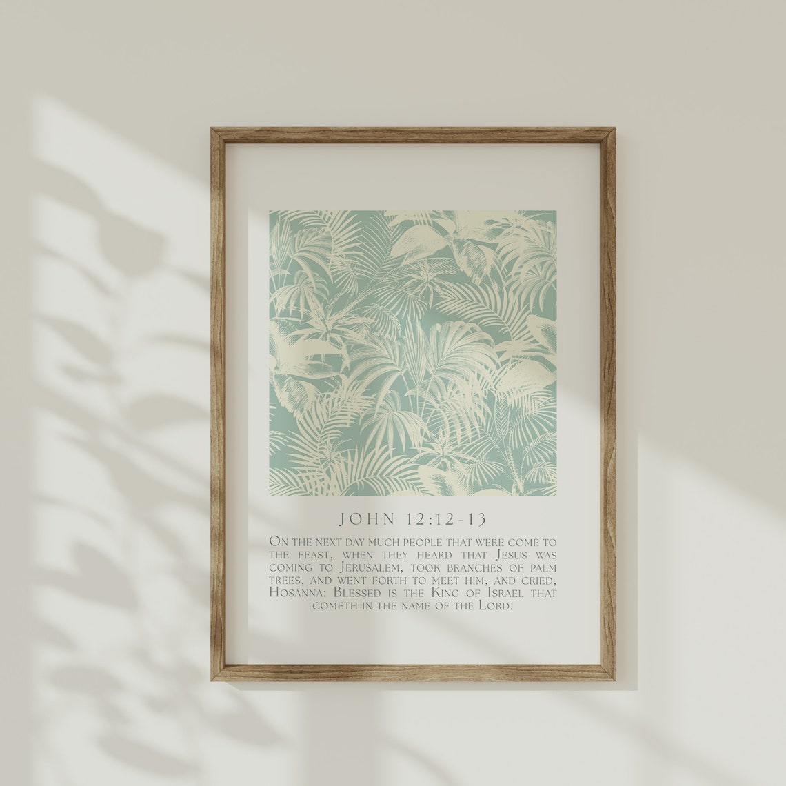John 12:12-13 Palm Sunday Teal Botanical Bible Verse Wall Poster - Image 5