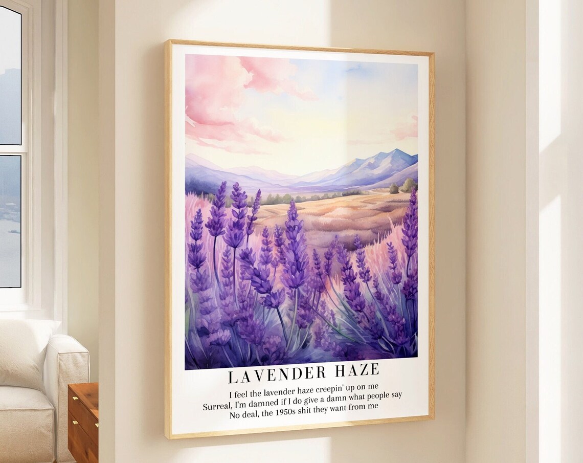 Lavender Haze Taylor Swift Watercolor Floral Lyric Art Poster