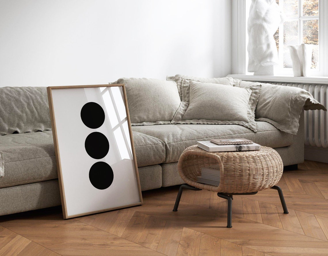 Minimalist Three Black Circles Modern Scandinavian Art Print