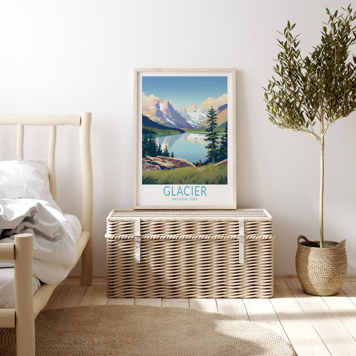 Glacier National Park Mirror Lake and Snowy Peaks Scenic Poster - Image 3