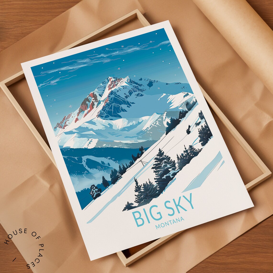 Big Sky Montana Travel Poster, Ski Wall Art - Image 2