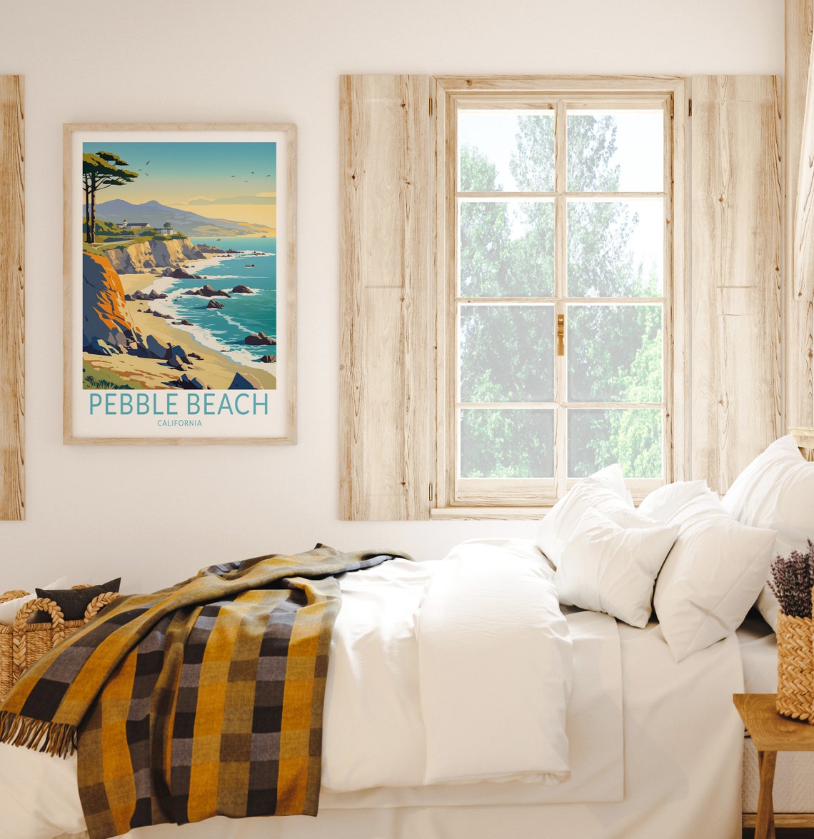 Pebble Beach California Sunset Cliffs Coastal Scenic Art Poster - Image 2