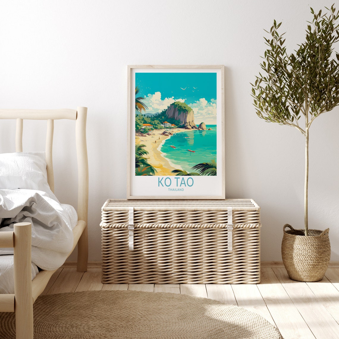 Ko Tao Thailand Turquoise Bay Rocky Headland Beach Travel Poster - Image 3