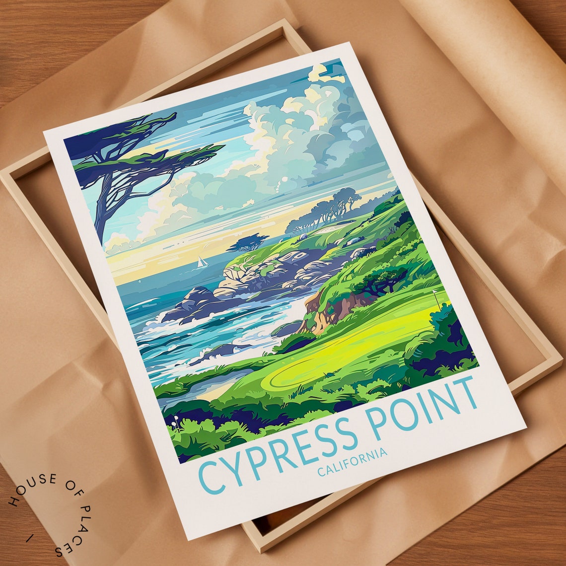 Cypress Point Travel Poster California Wall Art California Cypress Point Print Custom City Travel Poster Birthday Gifts - Image 2