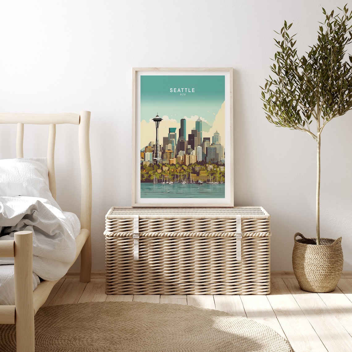 Seattle Travel Poster, Washington Skyline Wall Art - Image 3