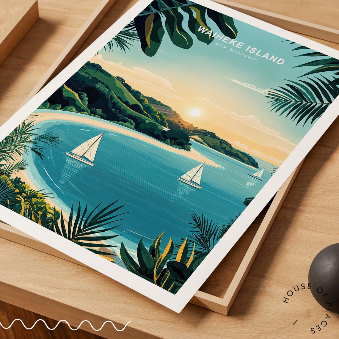 Waiheke Island New Zealand Poster Waiheke Island Travel Wall Art New Zealand Print House Worming Gifts Birthday Gifts - Image 3
